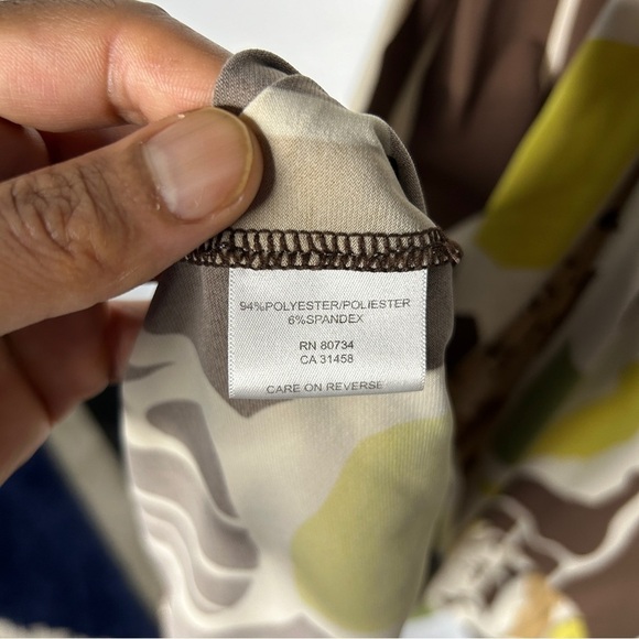 BCBGMaxAzria Women's Brown Green Beige Print Ruffled Sleeveless Dress Size XS - Picture 7 of 8